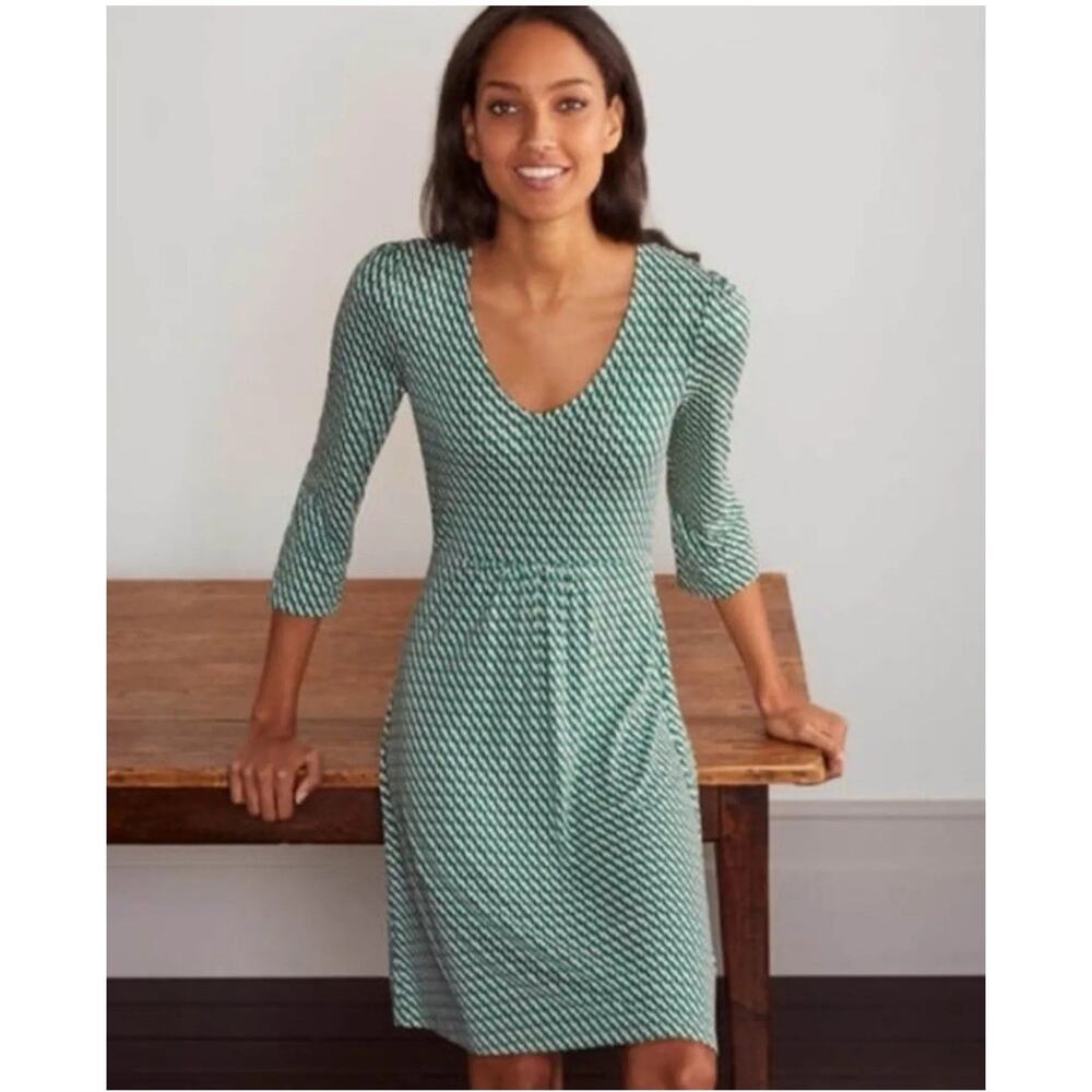 Boden Hattie jersey v neck abstract knee high‎ dress sz US 10